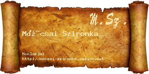 Mácsai Szironka névjegykártya